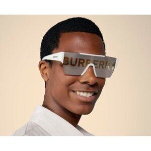NEW BURBERRY BE4291 3007/H WHITE UNISEX SHIELD SUNGLASSES BURBERRY
